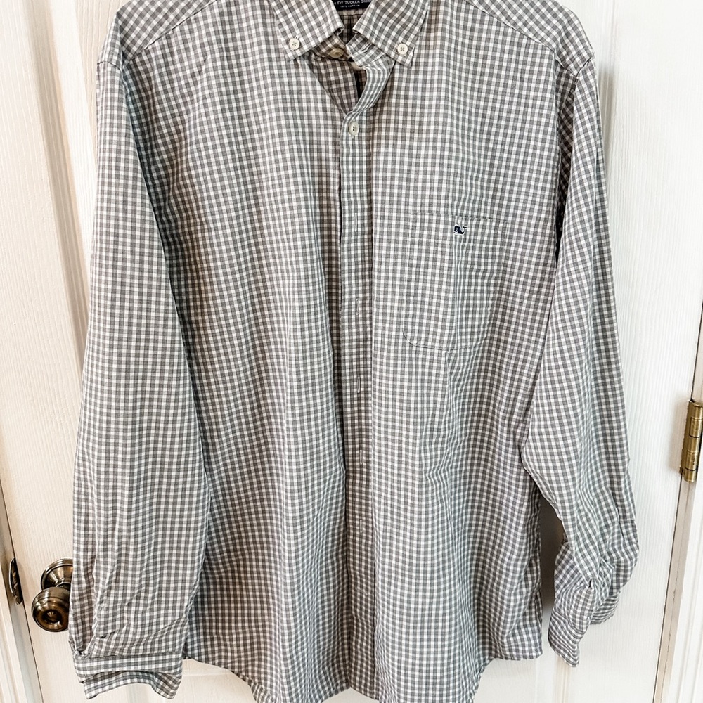 Vineyard Vines Gray Checkered Men's Shirt